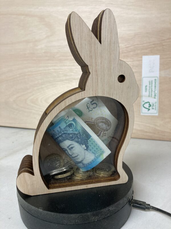 Handmade wooden Rabbit moneybox - Image 2