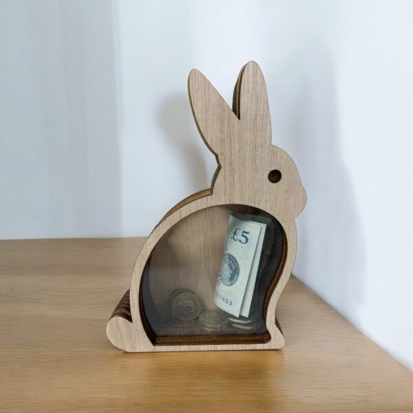 Handmade wooden Rabbit moneybox - Image 3